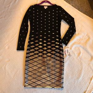 NWT Elegant LuLaRoe Debbie dress XS black/silver